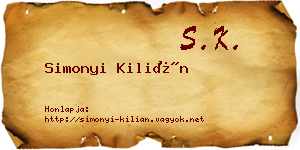 Simonyi Kilián névjegykártya